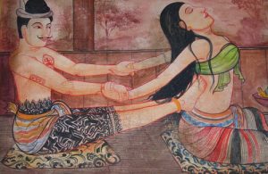 dibujo del hombre dando masajes desde tiempos antiguos 